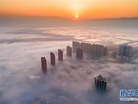 山西運城出現(xiàn)平流霧景觀