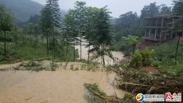 被洪水覆盖的河流