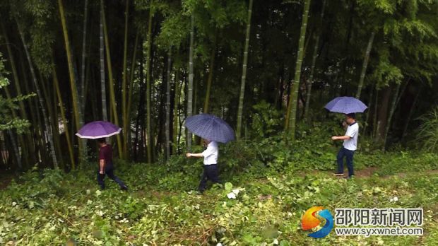邵阳县、镇干部冒雨行进，一线督导防汛工作