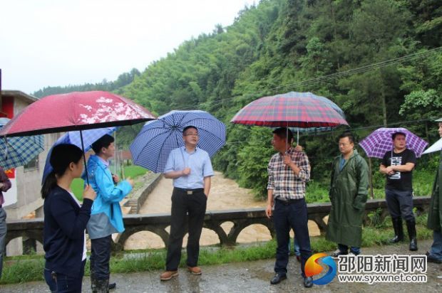图为李宪副县长在隐患点听取汇报
