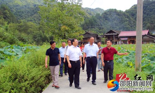 省扶贫督查组领导在平南寨村了解太空莲种植情况