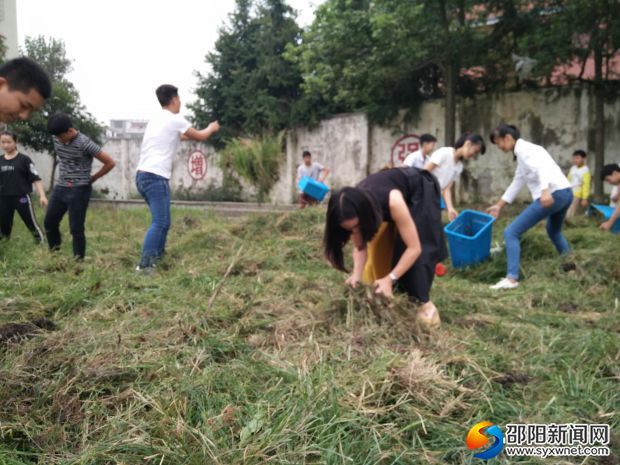 154班班主任和学生一起劳动
