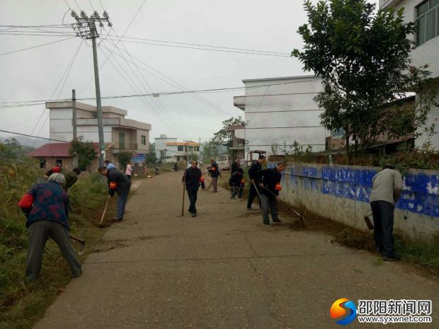 该乡跳石村党员清洁村主道