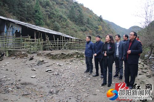 县委常委、宣传部长陈文华在汀坪乡金童山村乌骨鸡专业养殖基地调研