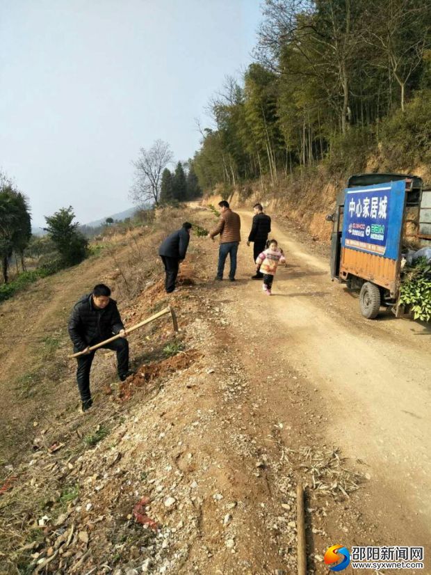 村民在绿化道路