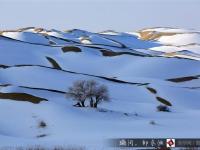 航拍塔克拉玛干沙漠雪景 宛若童话世界