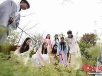 湖南大学生实践课上着汉服种草药
