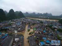 阳朔被淹成“泽国” 致大面积停电