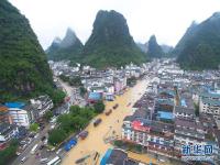 阳朔被淹成“泽国” 致大面积停电