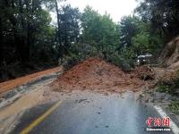 江西庐山现8级以上雷雨大风 公路发生山体滑坡