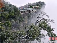 张家界迎入冬首场降雪 银装素裹雪景如画
