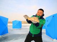 哈尔滨零下20度湖面冬钓 大鱼噼里啪啦出