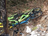 四川共享单车被丢弃树林 遭放火焚烧