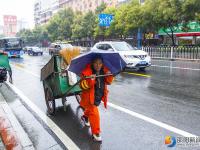 雨中风景线：坚守岗位的劳动者
