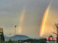 四川雅安雨后双彩虹美不胜收
