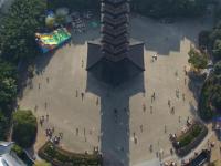 航拍江西信丰大圣寺塔 九层十八级造型雄伟