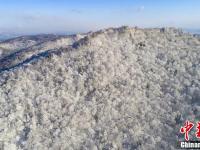 吉林老爷岭现大面积雾凇景观 航拍纯白美景