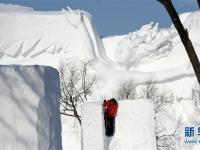  哈尔滨：国际雪雕比赛开铲