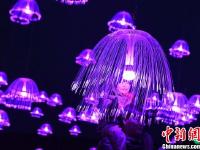  兰州榆中黄土高坡上演“水母灯光秀”