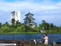  雨后宁阳复圣公园碧水蓝天 高颜值宛如童话世界