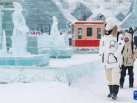 “冰马俑”亮相冰雪大世界
