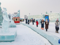 “冰马俑”亮相冰雪大世界
