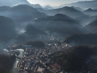 小镇晨曦 水墨风景
