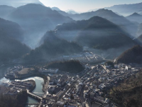 小镇晨曦 水墨风景
