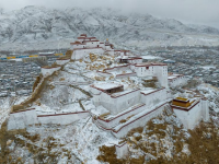 高原春雪润良田 古堡银装迎丰年
